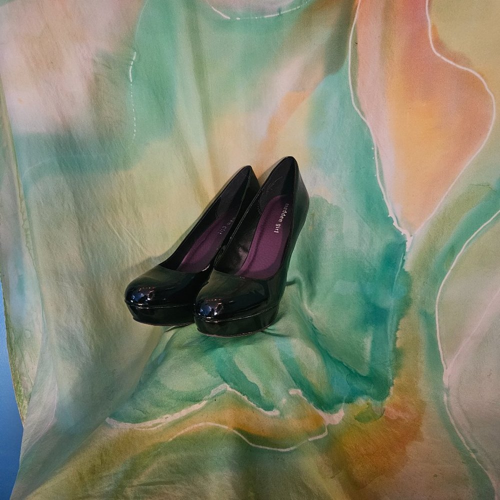 Black Leather Heels 9.5